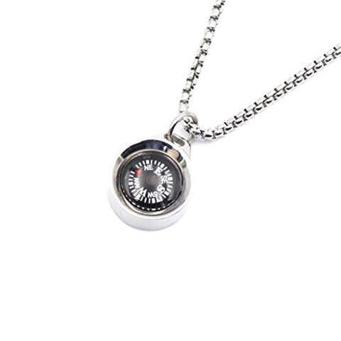 Silver Compass Necklace, Navigation Compass Necklace